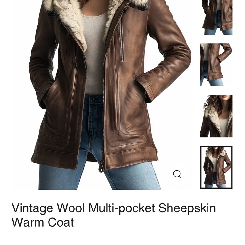 Brown Faux Leather Vintage Style Jacket